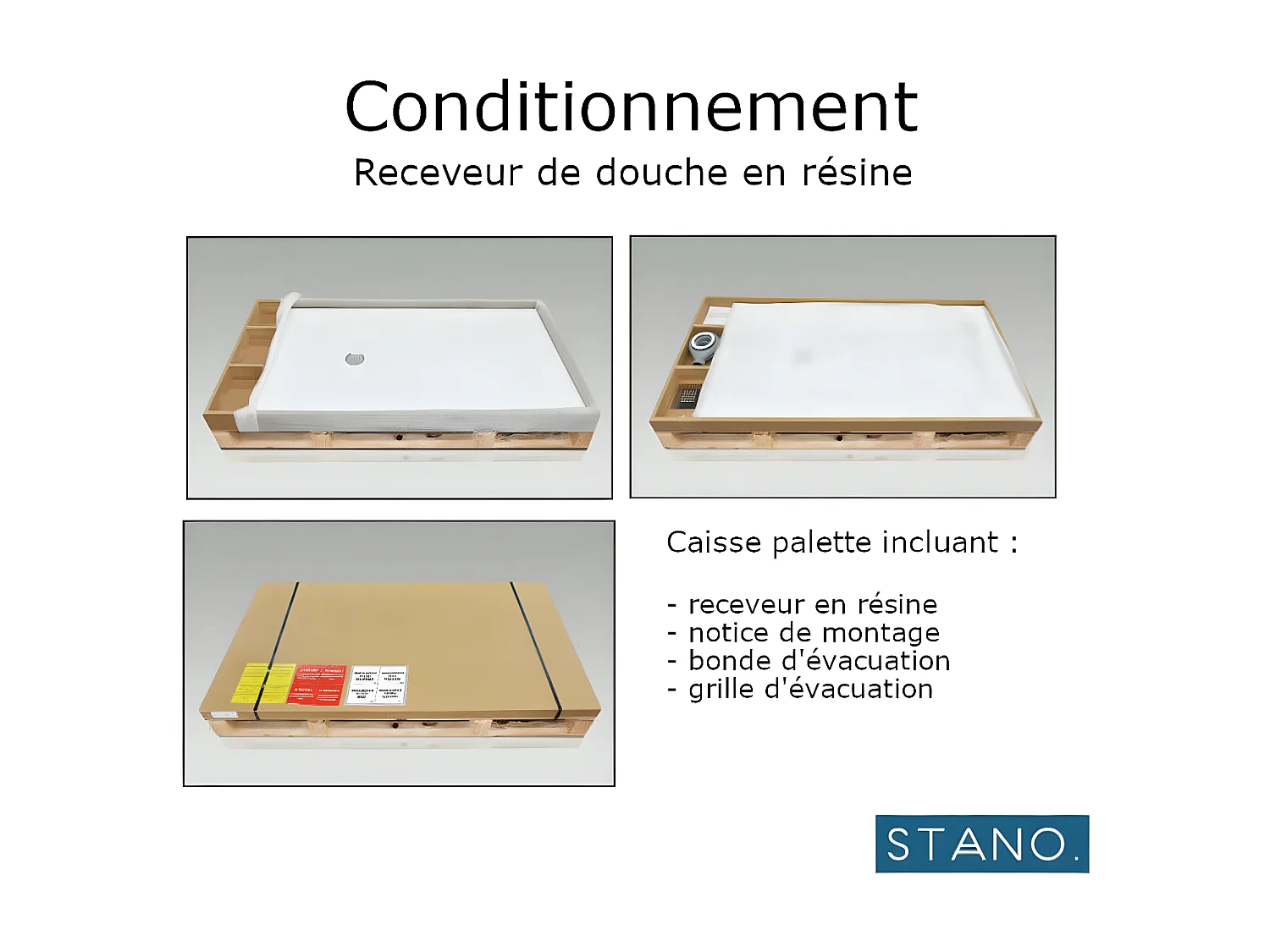 Receveur de douche 80x130 cm extra plat SMART en résine surface ardoisée beige