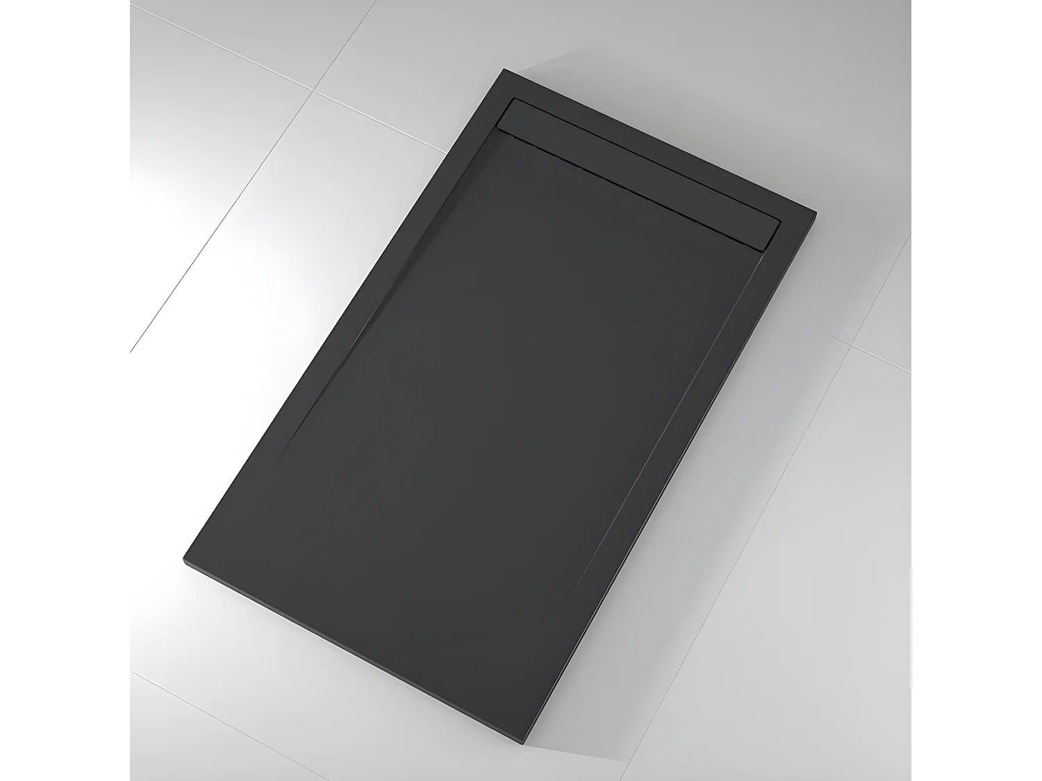 Mineralguss-Duschwanne extra flach CLEVER Schieferoptik ANTHRAZIT 70x100 cm