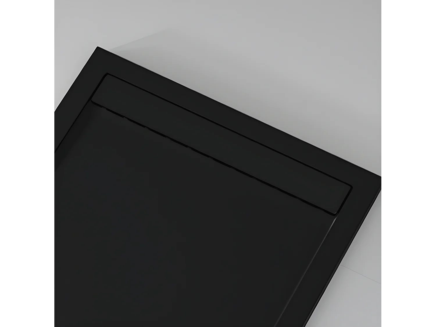 Mineralguss-Duschwanne extra flach CLEVER Schieferoptik SCHWARZ 70x150 cm