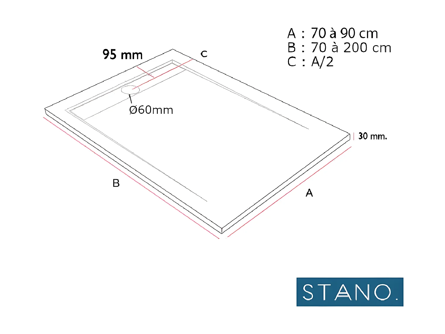 Plato de ducha pizarra CLEVER CREMA  90x90 cm