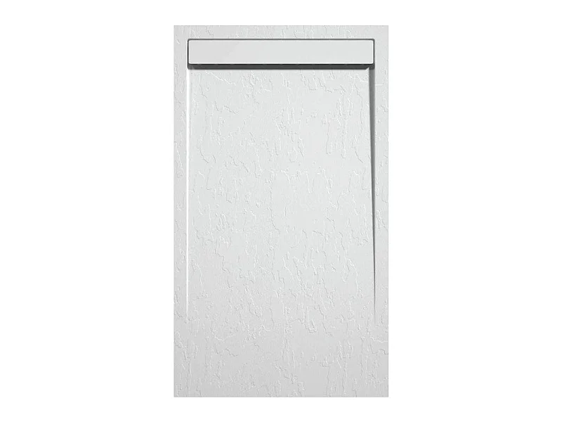 Mineralguss-Duschwanne extra flach CLEVER Schieferoptik WEIß 80x170 cm  Auslaufschutz in Farbe