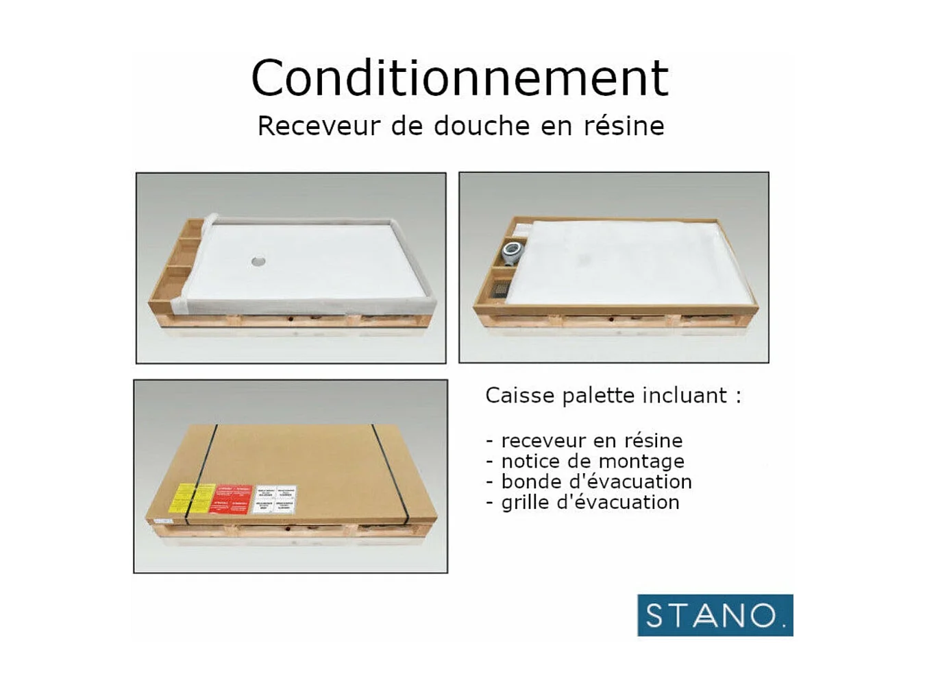 Receveur de douche 80x180 cm extra plat SMART en résine surface ardoisée gris cendre