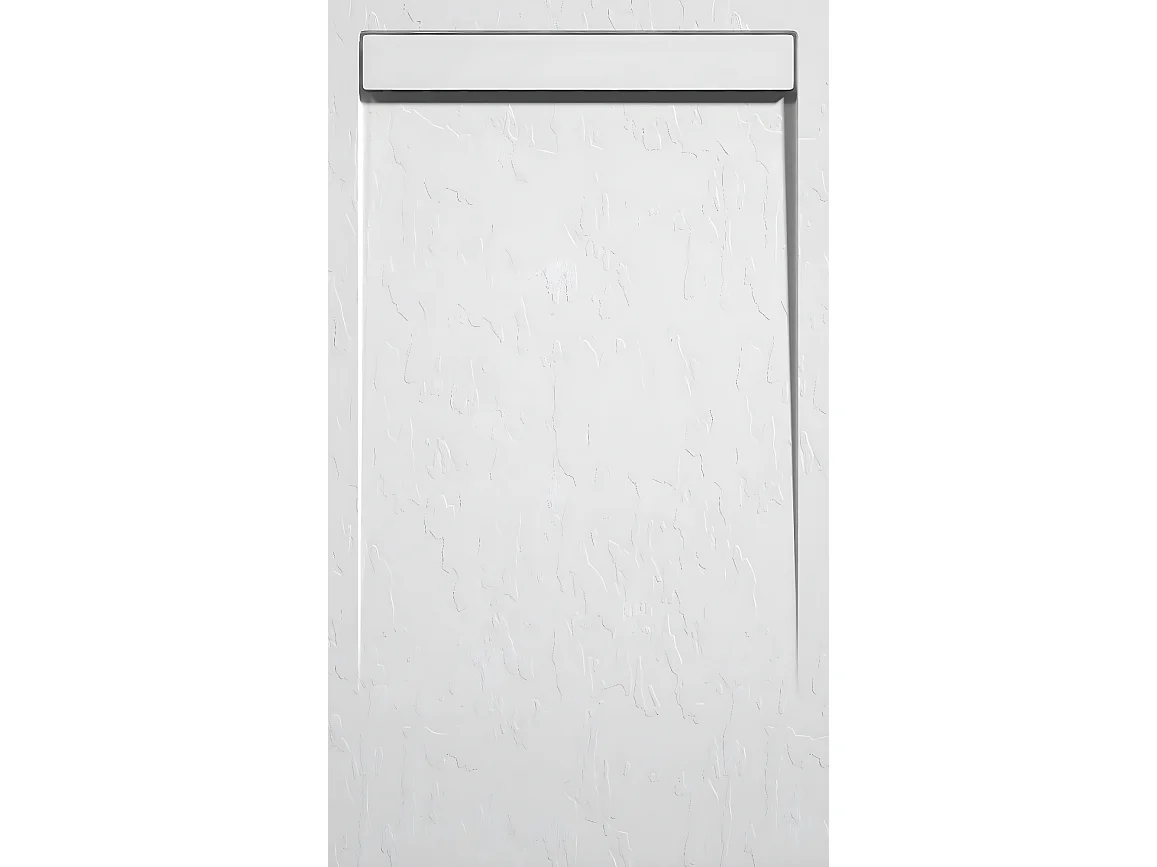 Mineralguss-Duschwanne extra flach CLEVER Schieferoptik WEIß 90x130 cm
