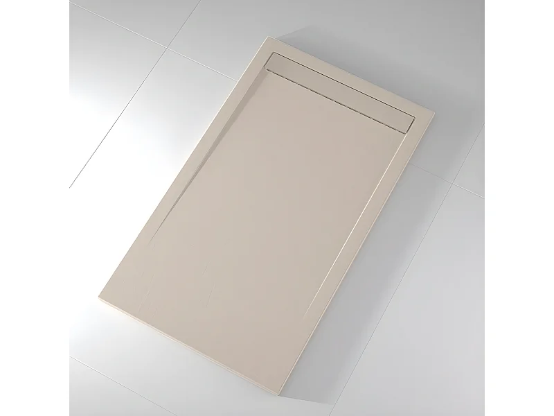 Mineralguss-Duschwanne extra flach CLEVER Schieferoptik BEIGE 70x180 cm