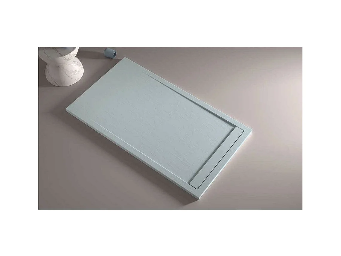 Mineralguss-Duschwanne extra flach CLEVER Schieferoptik GRAU 70x200 cm