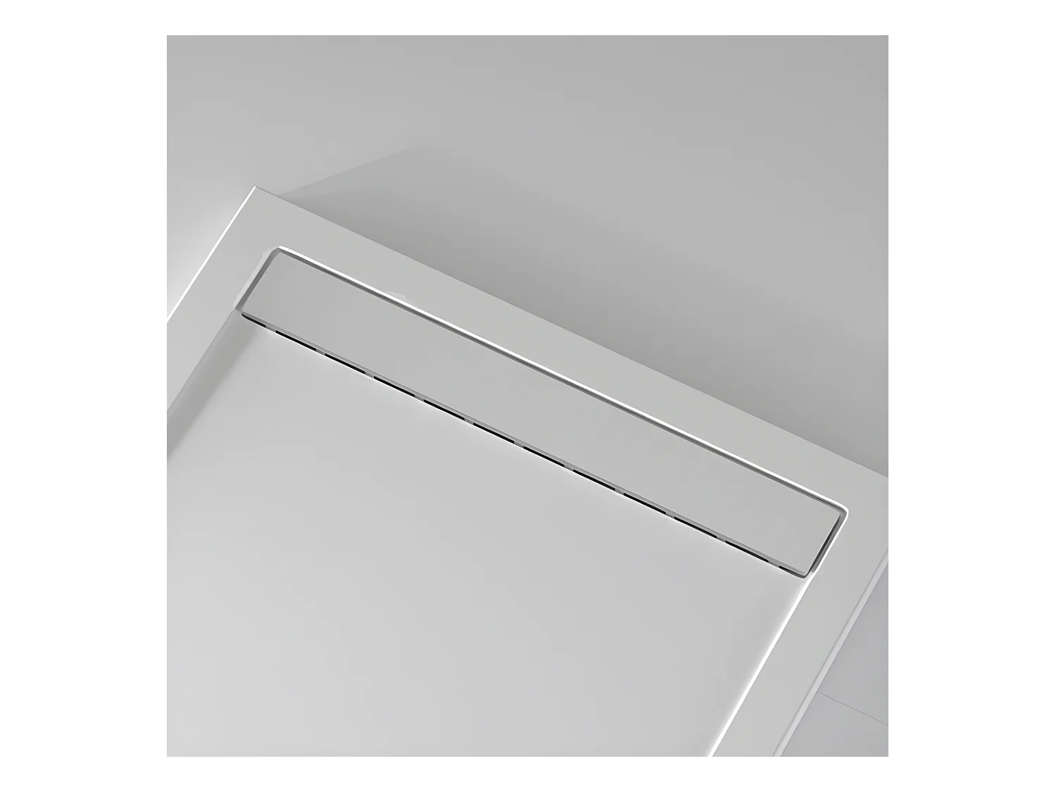 Mineralguss-Duschwanne extra flach CLEVER Schieferoptik WEIß 70x110 cm