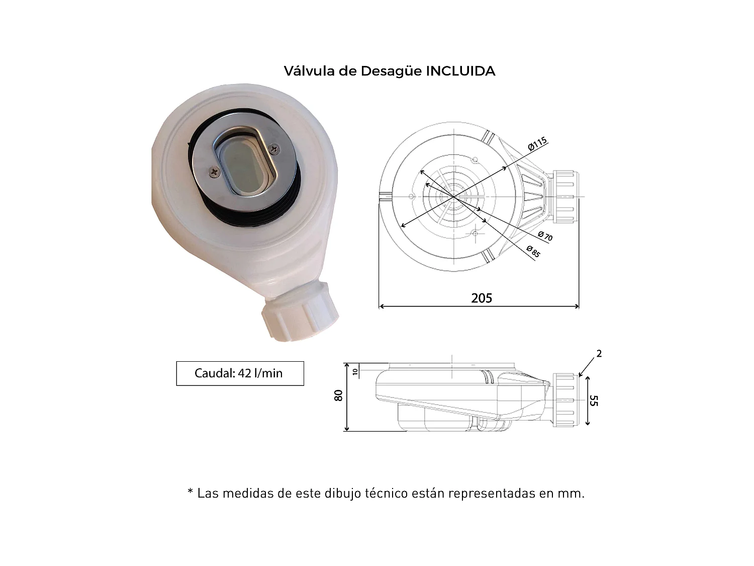 Plato de ducha pizarra CLEVER CREMA  90x110 cm