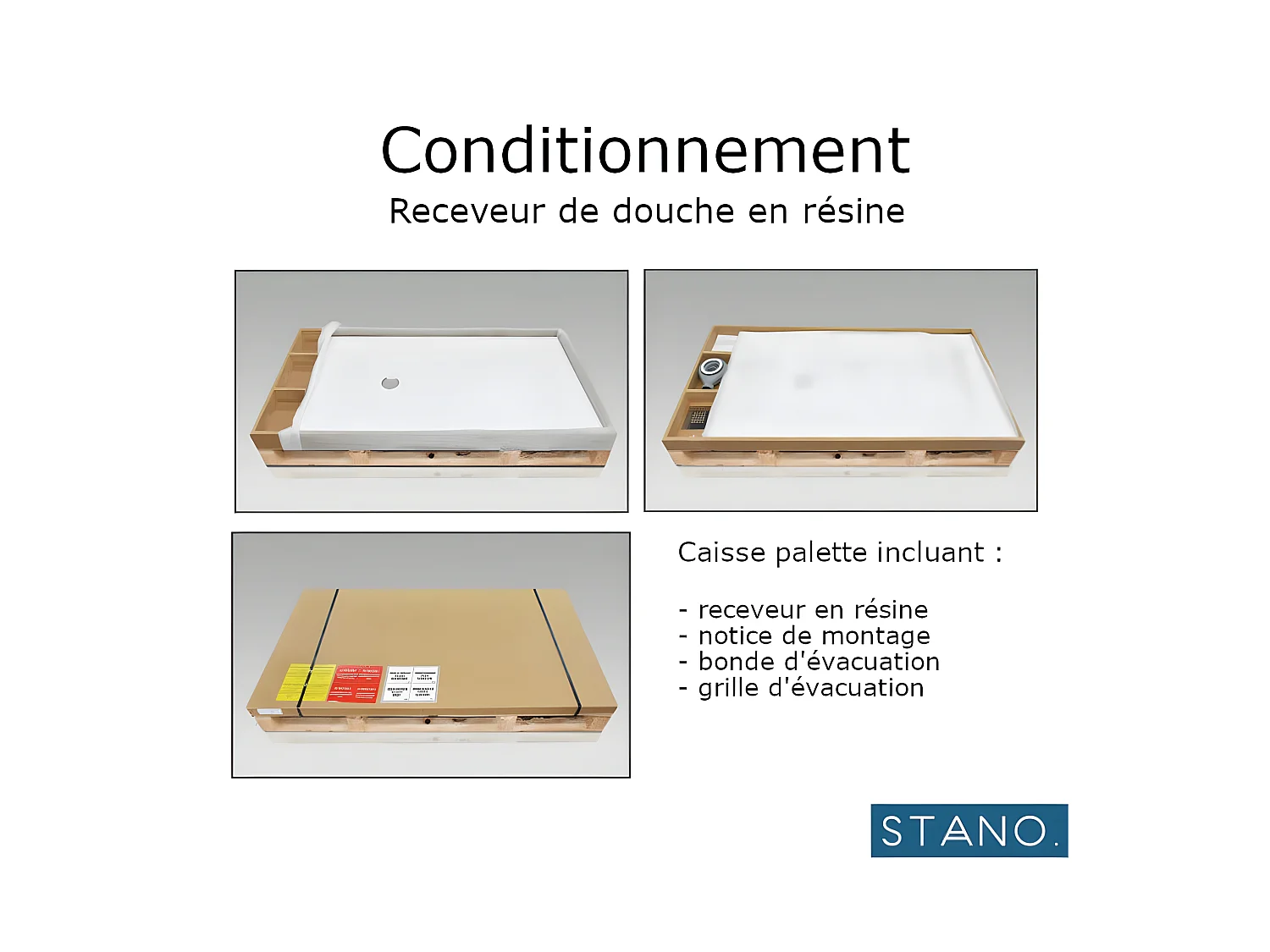 Receveur de douche 90x140 cm extra plat SMART en résine surface ardoisée blanc