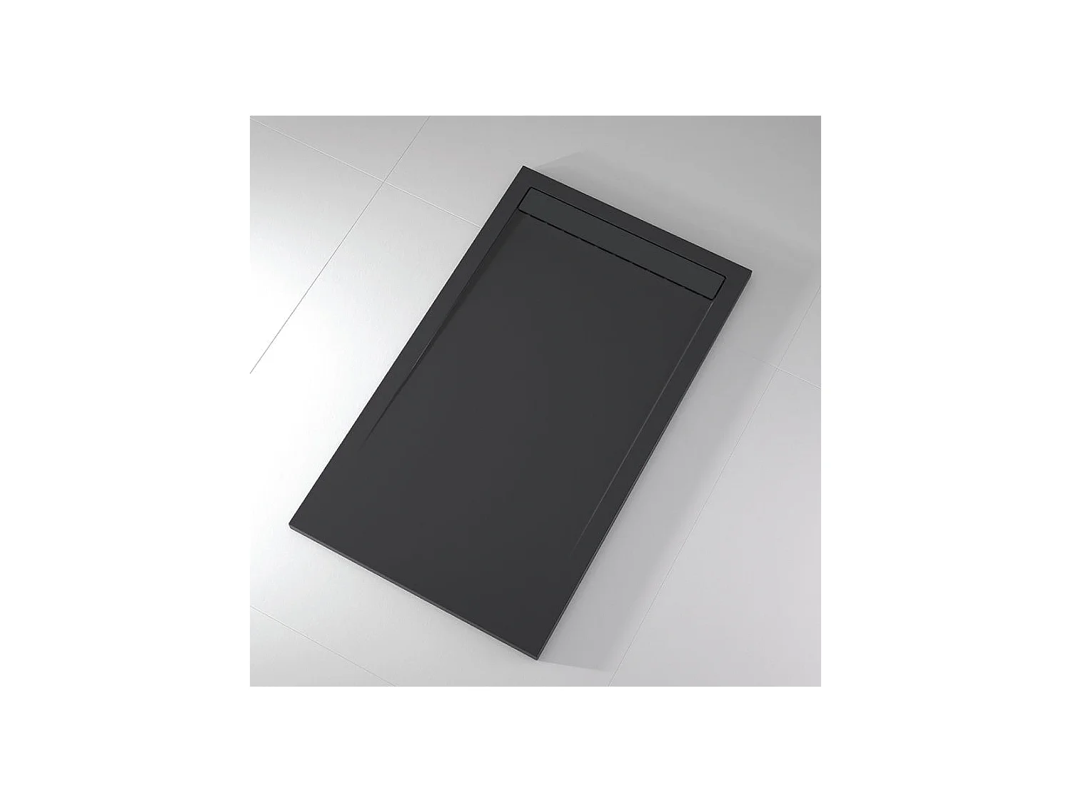 Mineralguss-Duschwanne extra flach CLEVER Schieferoptik ANTHRAZIT 70x70 cm