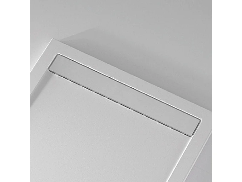 Mineralguss-Duschwanne extra flach CLEVER Schieferoptik WEIß 80x100 cm  Auslaufschutz in Farbe