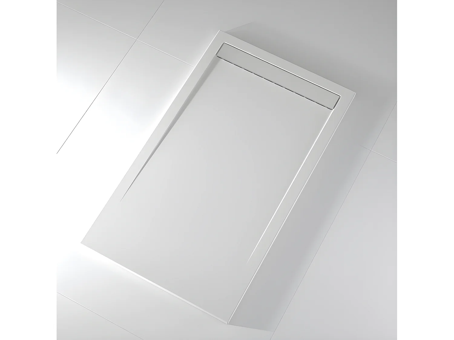 Mineralguss-Duschwanne extra flach CLEVER Schieferoptik WEIß 70x130 cm