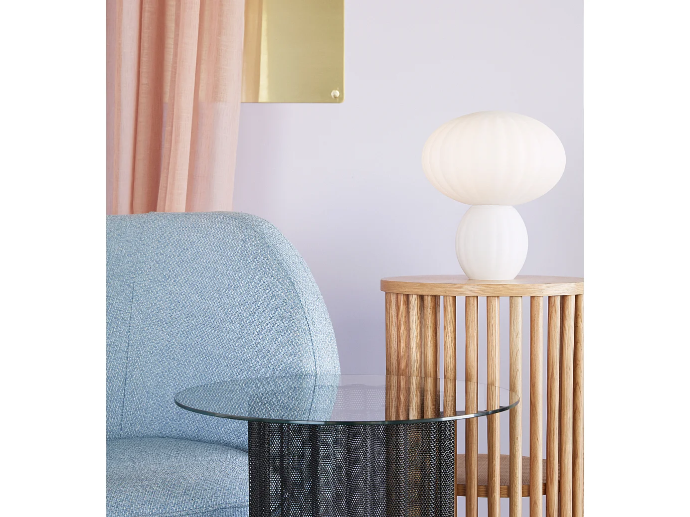 Hübsch Lampe de table Verre Blanc KUMU