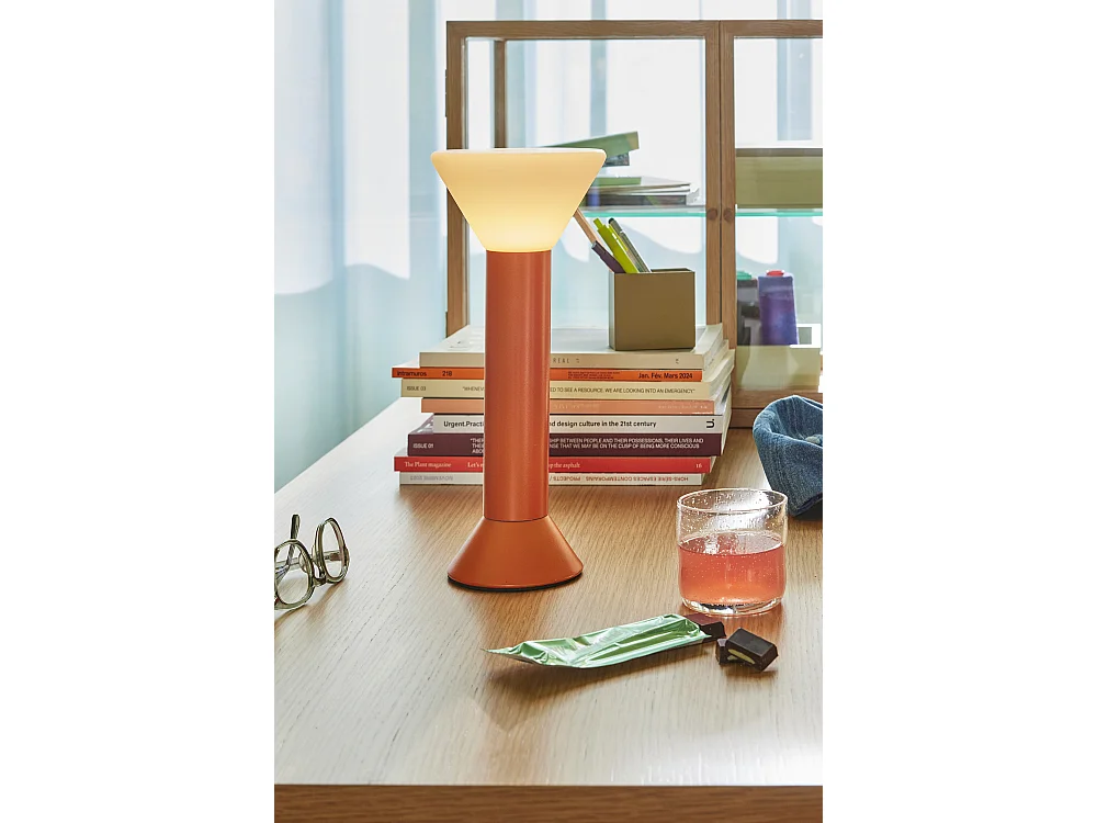 Hübsch Lampe Portable Métallique Orange FLASH