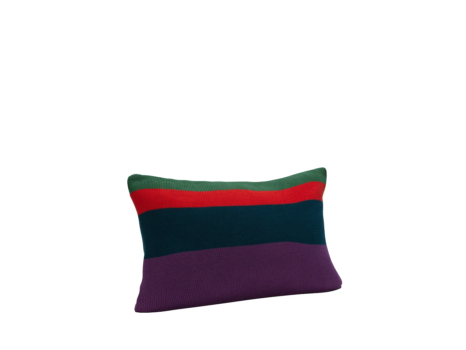 Hübsch Cuscino Lavorato a Maglia Cotone Verde/Rosso/Viola LINE