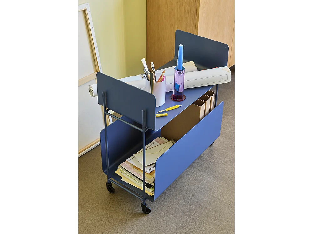 Hübsch Carrello Ruotante Ferro Blu Scuro Ays