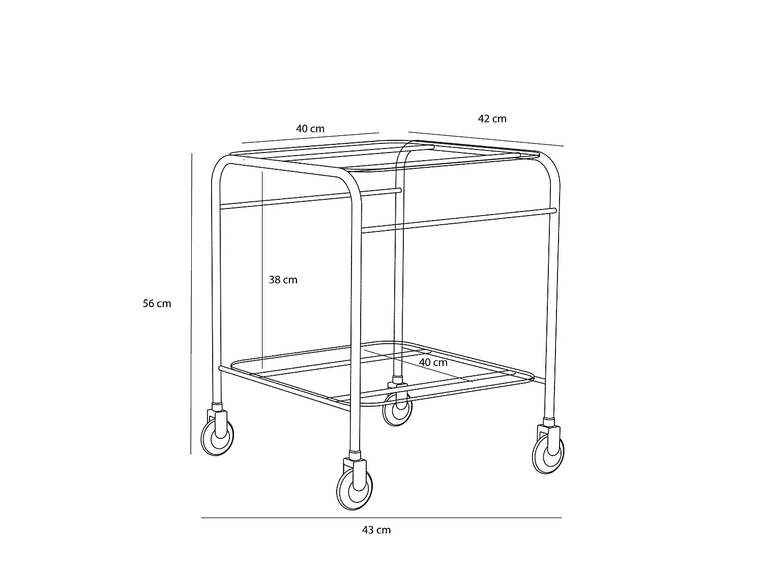 Hübsch Carrello Verde Vetro ZEPHYR