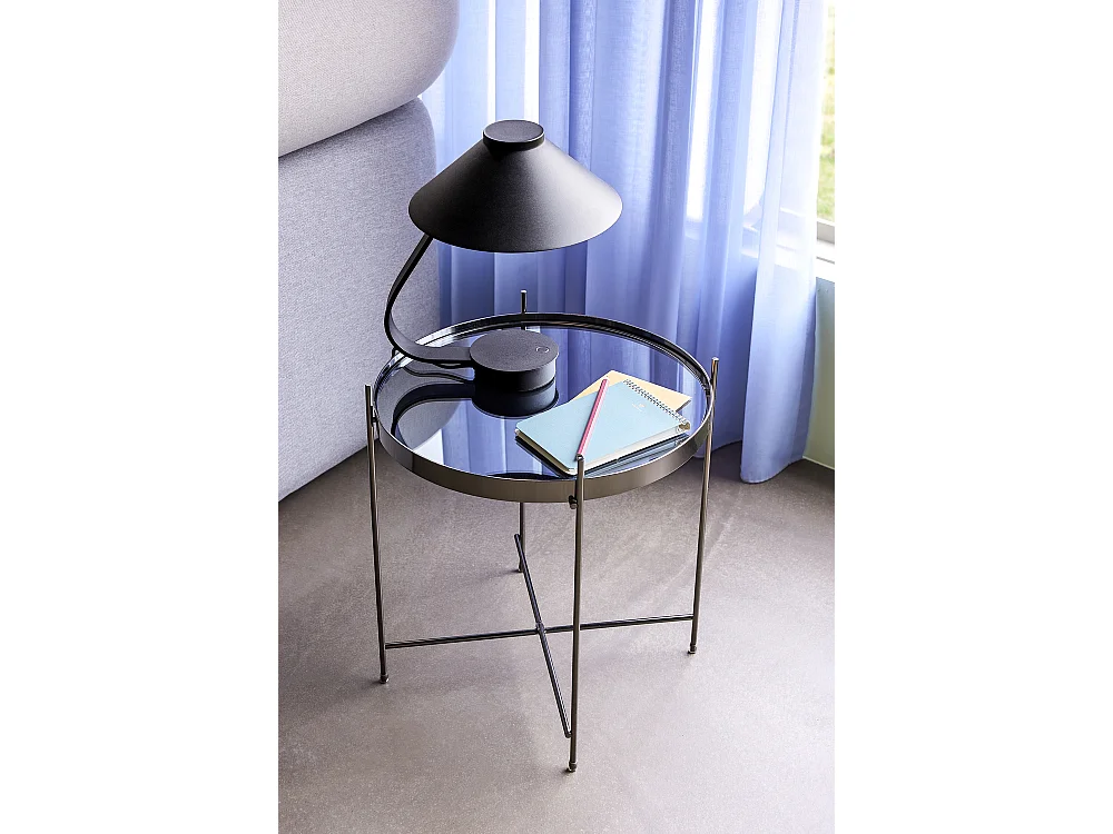 Hübsch Table d'Appoint Verre Noir REFLECT