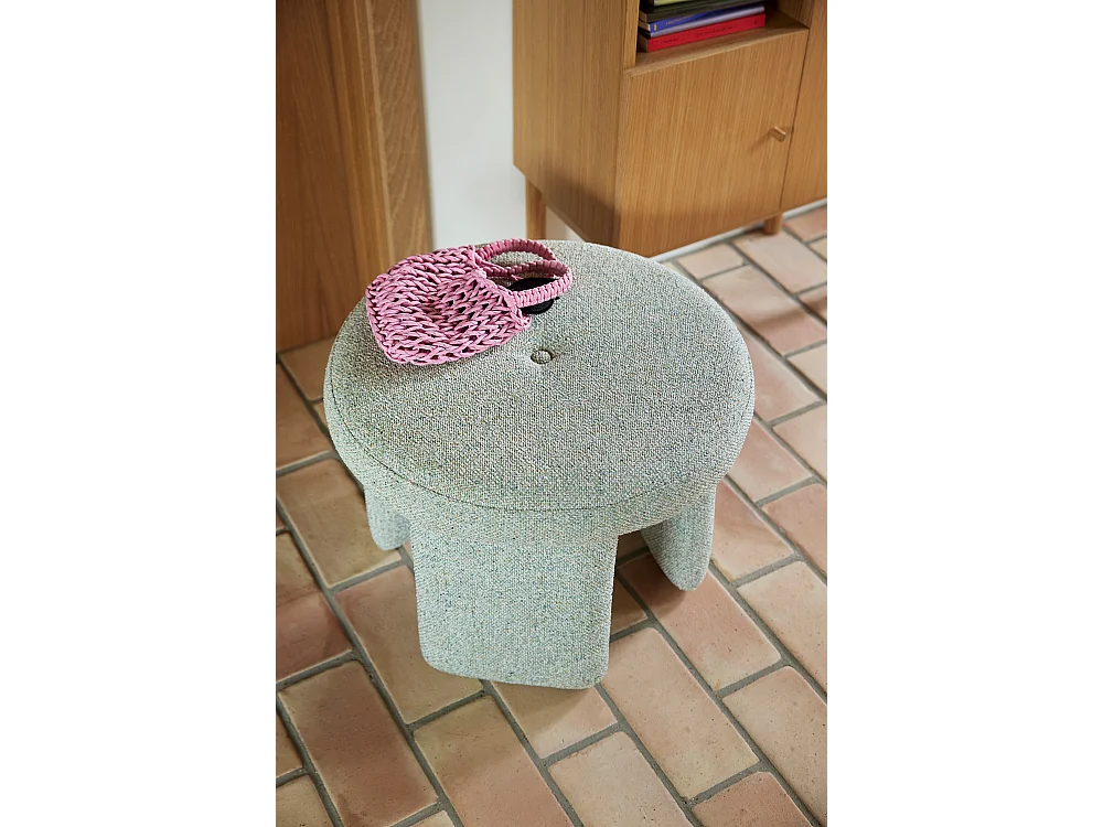 Hübsch Pouffe Rond Petit Bois Vert clair ROCCO