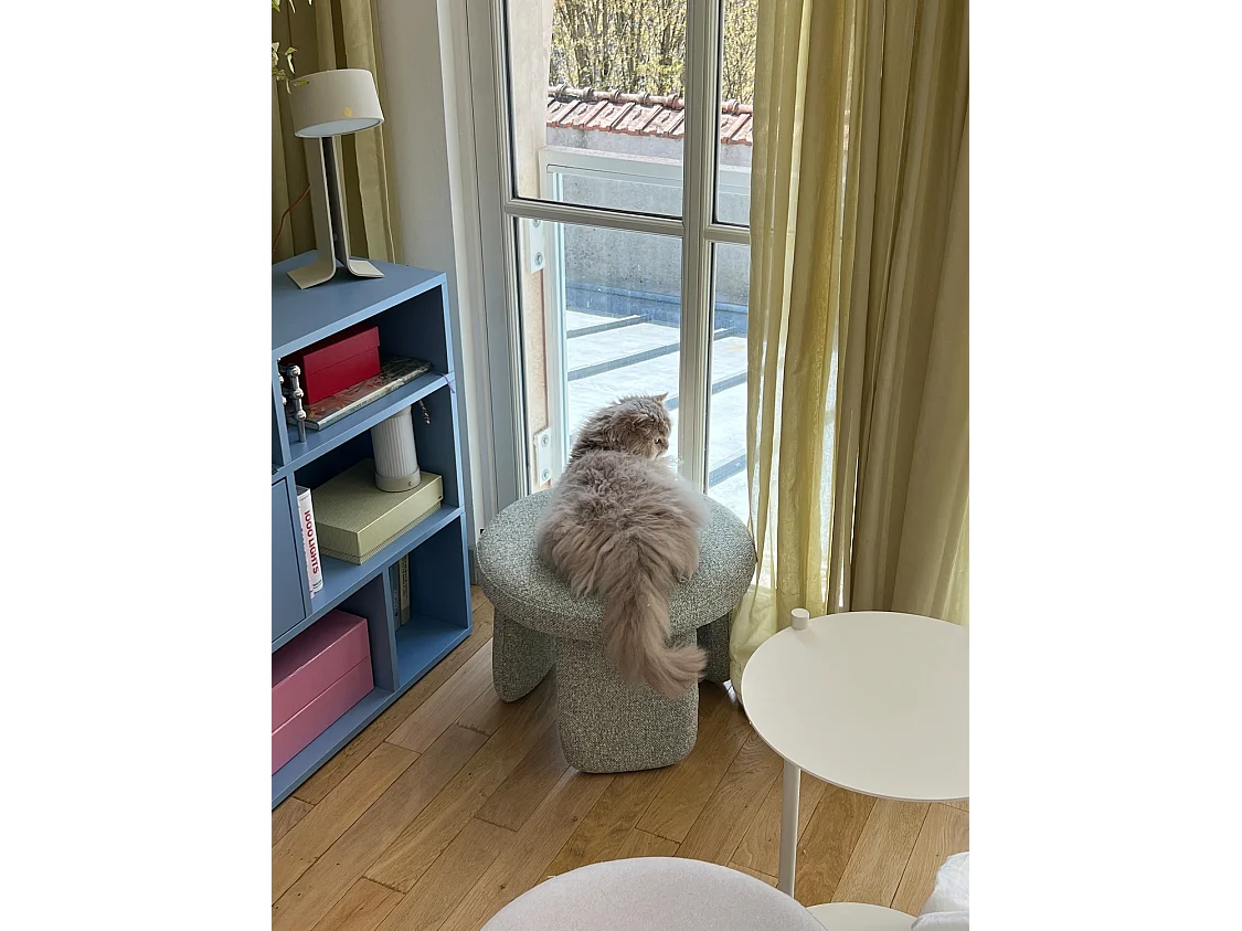 Hübsch Pouffe Rond Petit Bois Vert clair ROCCO