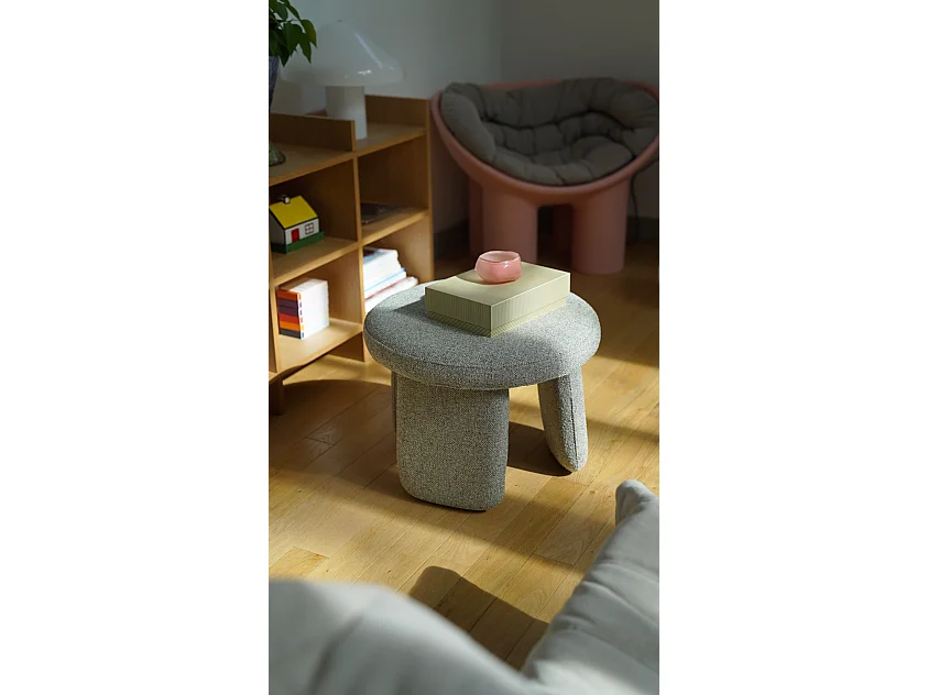 Hübsch Pouffe Rond Petit Bois Vert clair ROCCO