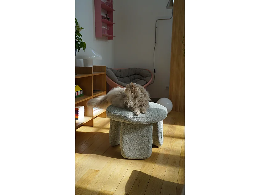 Hübsch Pouffe Rond Petit Bois Vert clair ROCCO