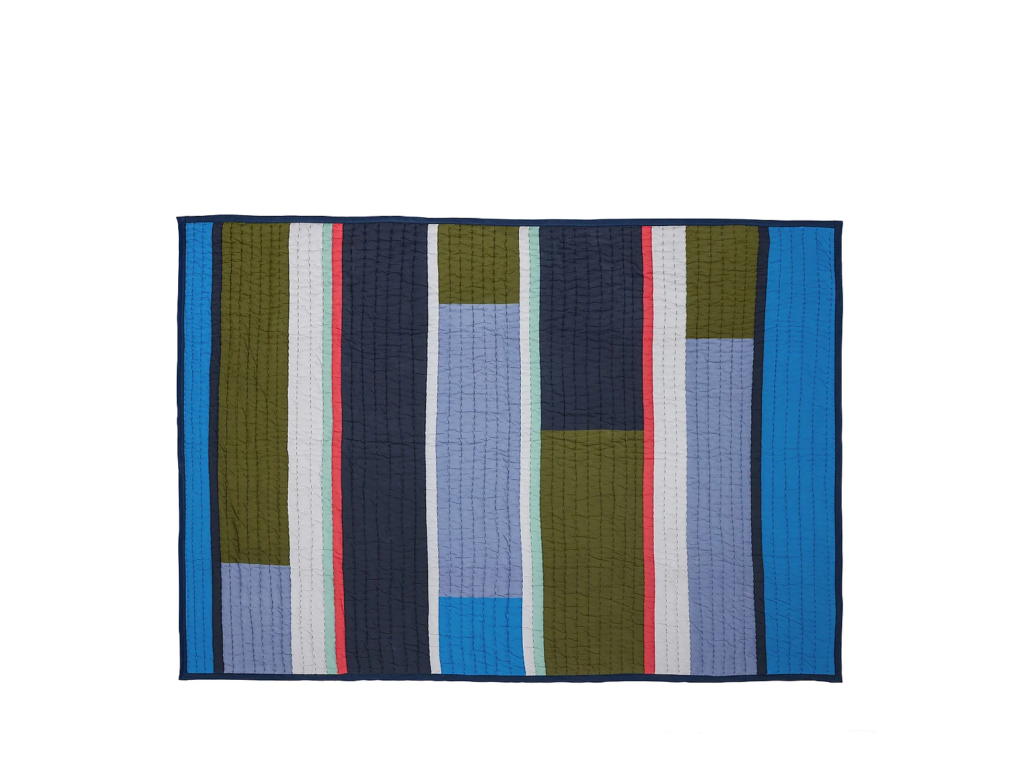 Hübsch Plaid Block Coton 100% Bleu/Multicolore PAVILION