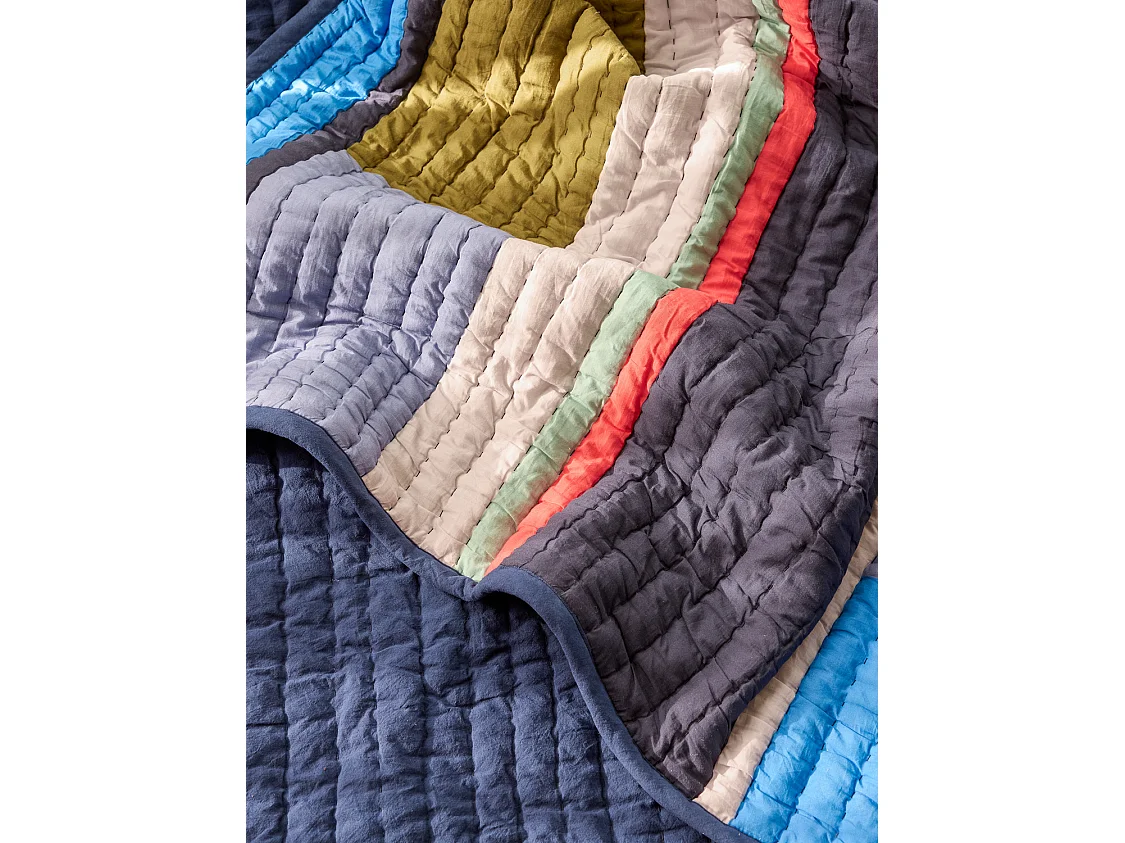 Hübsch Plaid Block Coton 100% Bleu/Multicolore PAVILION