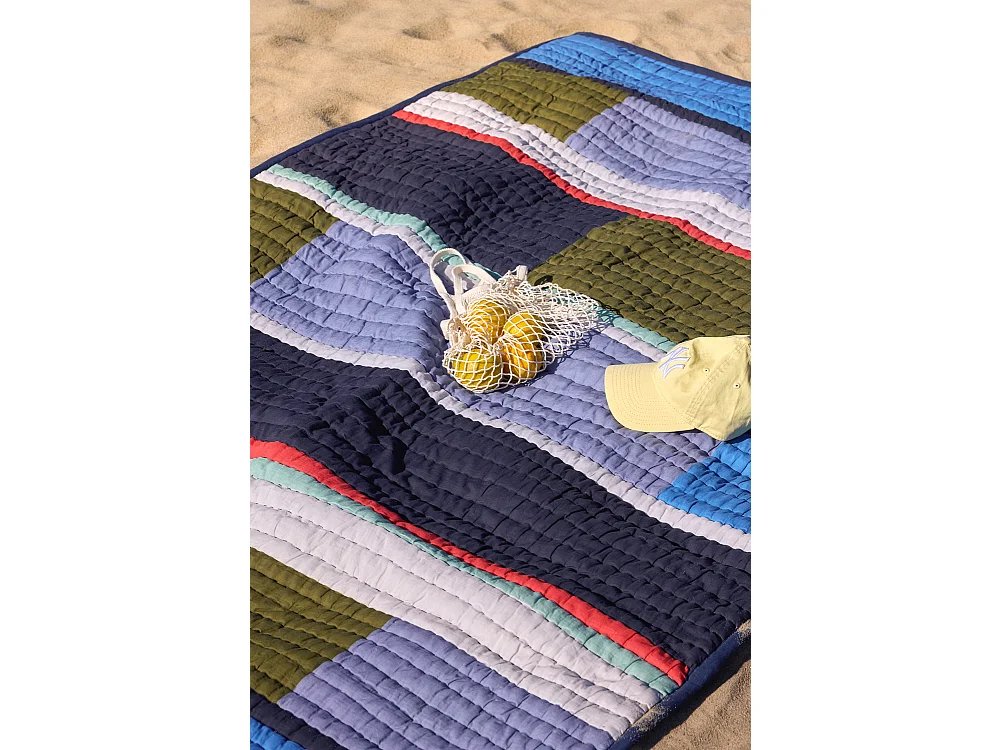 Hübsch Plaid Block Coton 100% Bleu/Multicolore PAVILION
