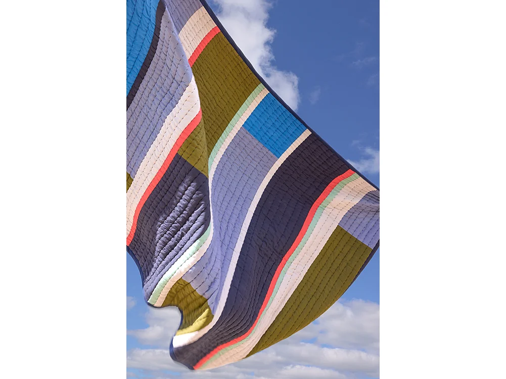 Hübsch Plaid Block Coton 100% Bleu/Multicolore PAVILION