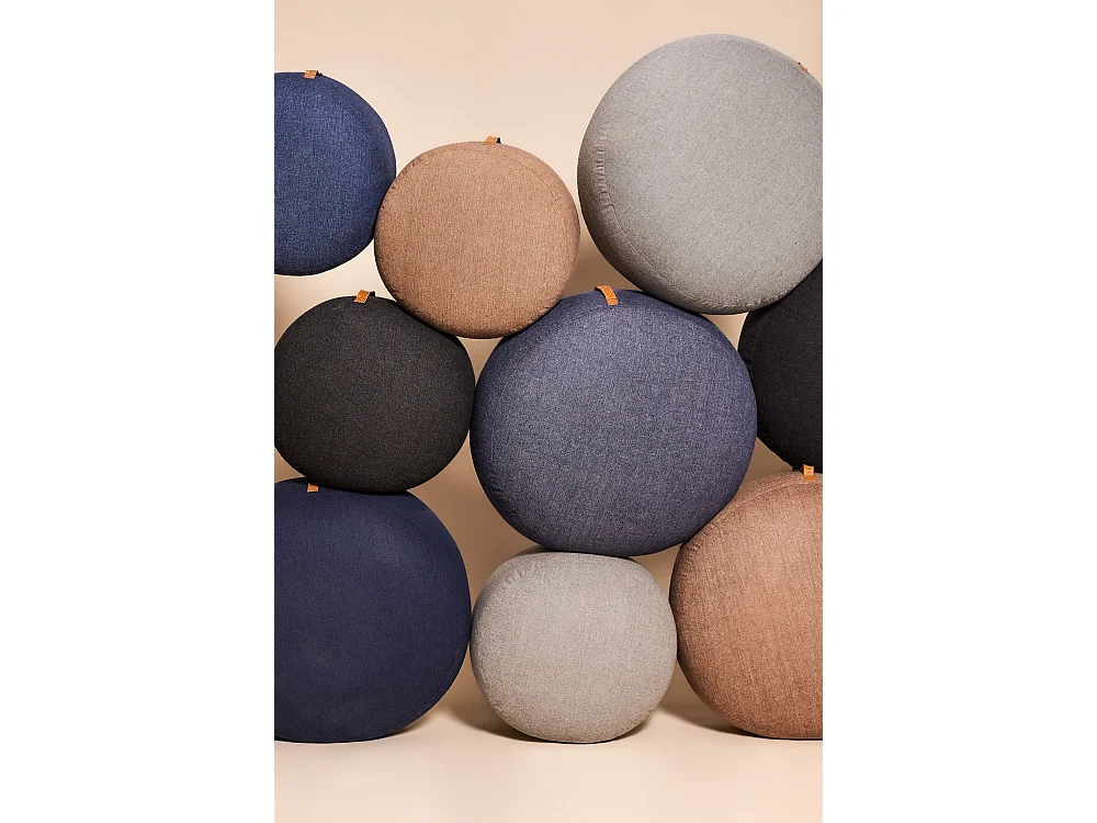 Hübsch Pouf Ø70 Bois Bleu MOCHI