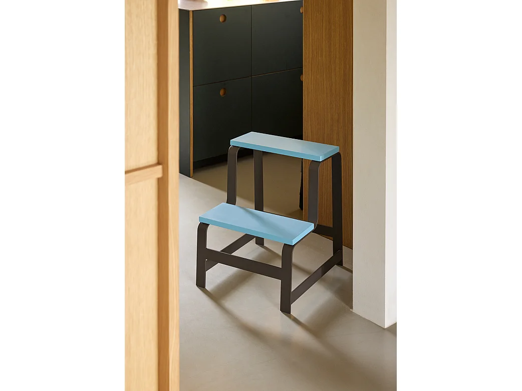 Hübsch Tabouret Step Bois Bleu/Marron STEP
