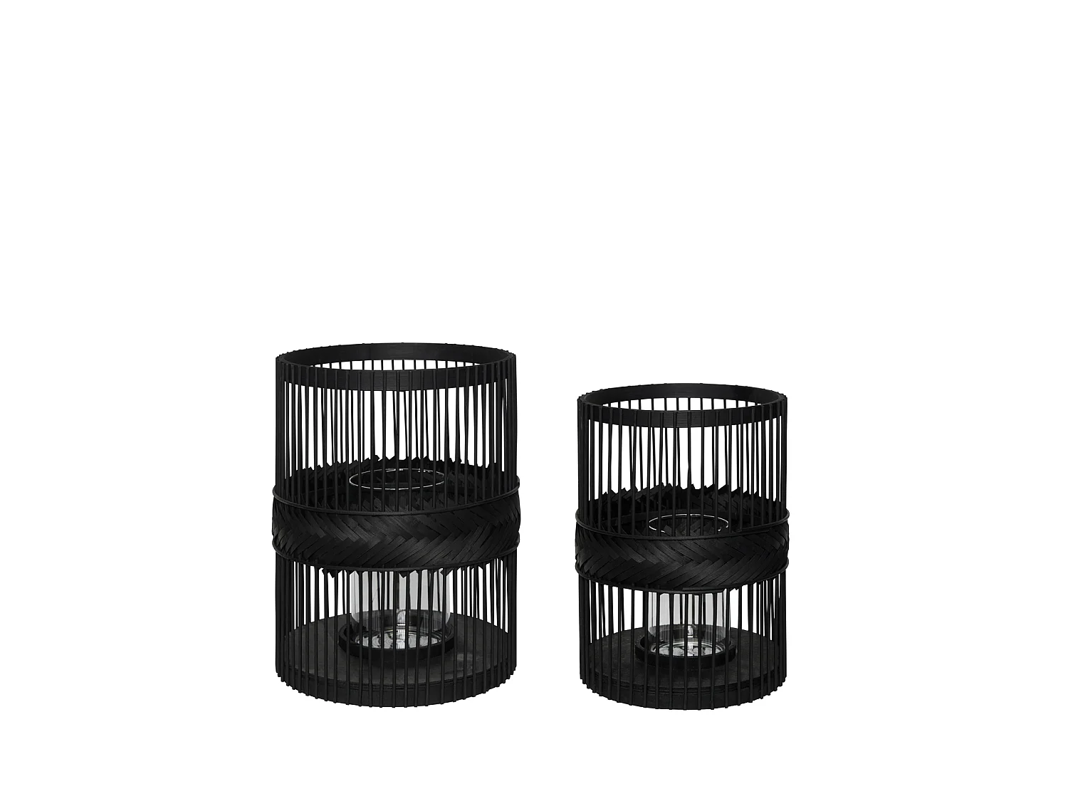 Hübsch Lanternas Bambu Preto HEXA