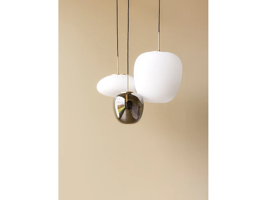 Hübsch Candeeiro Suspenso Elipse Vidro Branco MUSE