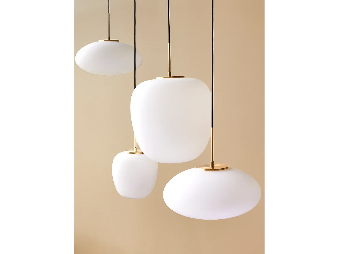 Hübsch Candeeiro Suspenso Elipse Vidro Branco MUSE