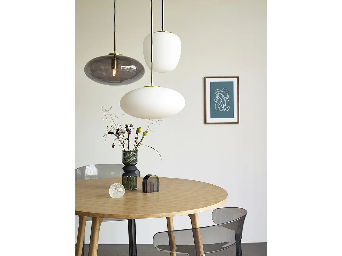 Hübsch Candeeiro Suspenso Elipse Vidro Branco MUSE