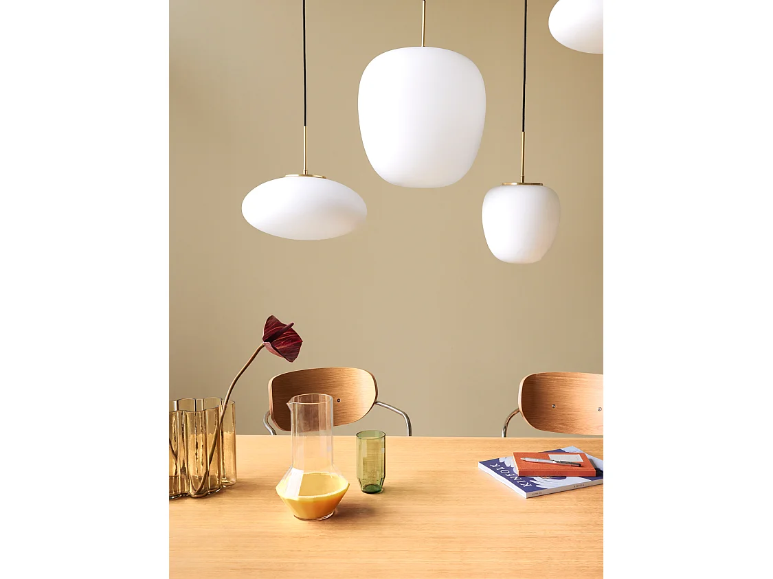 Hübsch Candeeiro Suspenso Elipse Vidro Branco MUSE