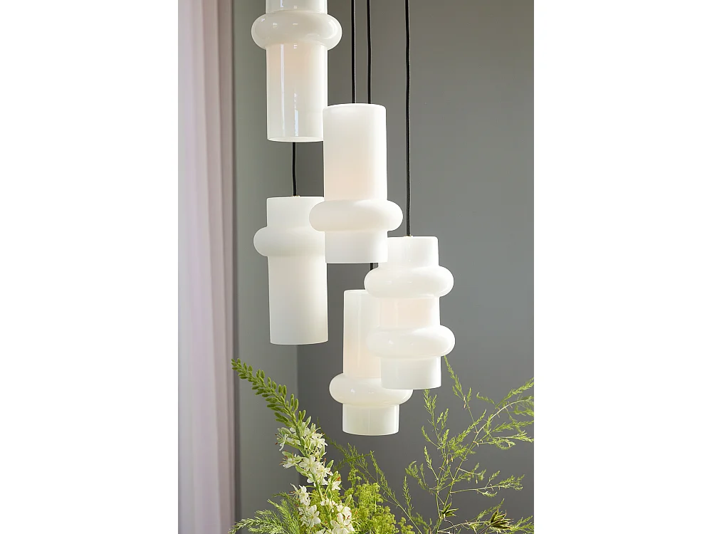 Hübsch Suspension Montée Verre Shiny White PILULE