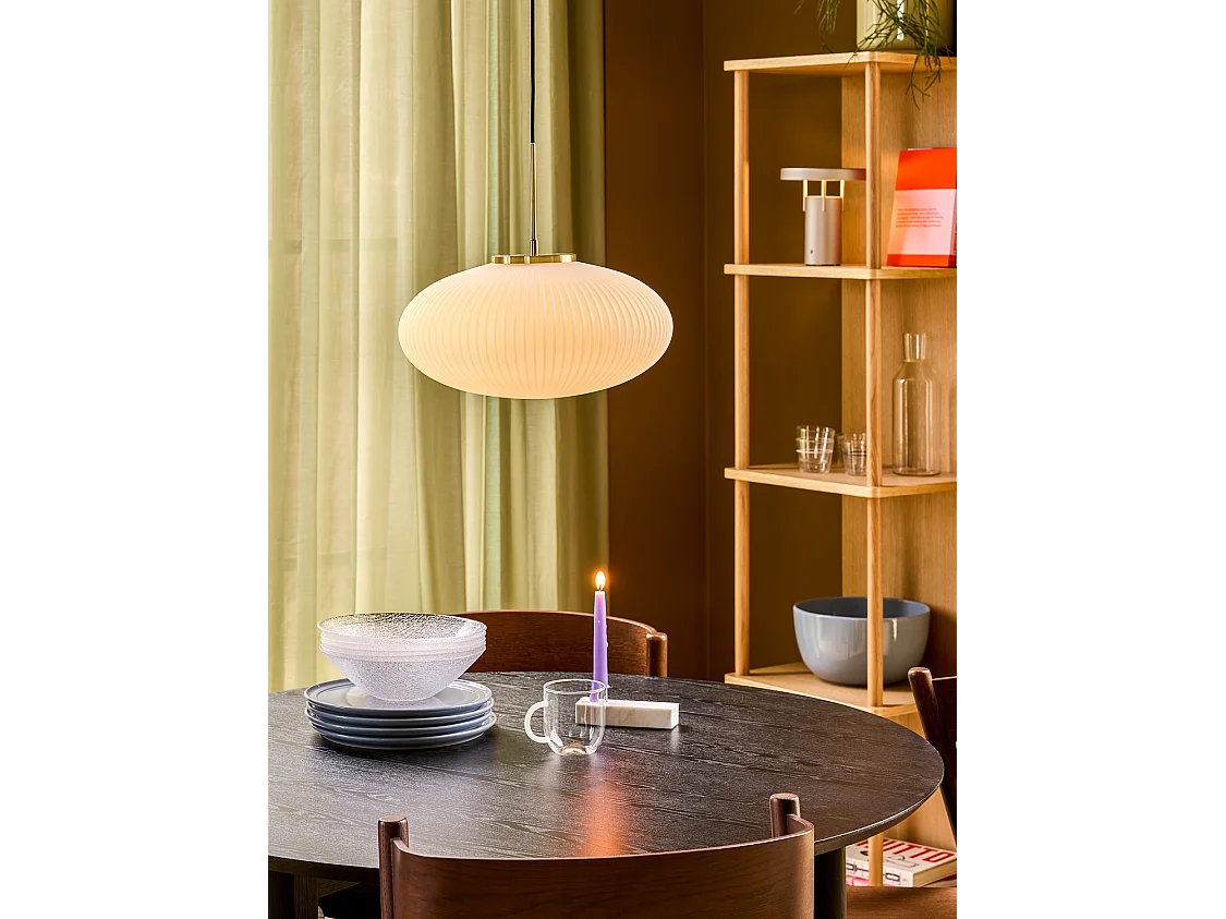 Hübsch Suspension Ellipse Verre Blanc SERENE