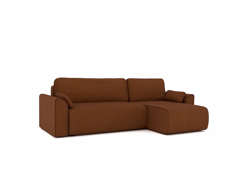 Canapé angle CAPUCINS convertible velours côtelé terracotta 4 places