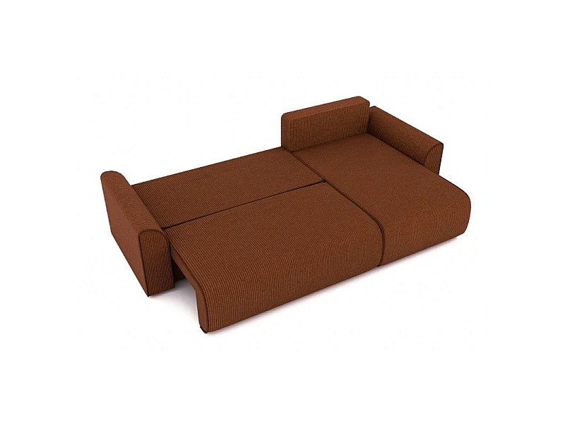 Canapé angle CAPUCINS convertible velours côtelé terracotta 4 places
