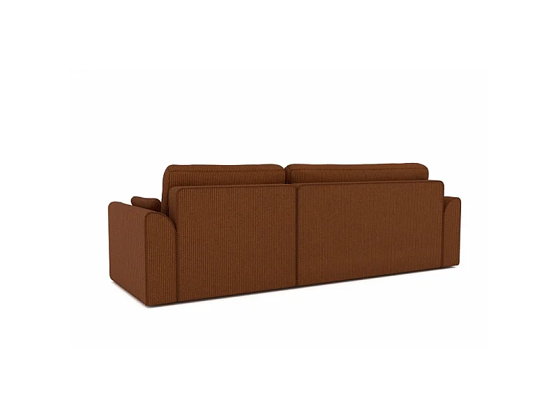 Canapé angle CAPUCINS convertible velours côtelé terracotta 4 places