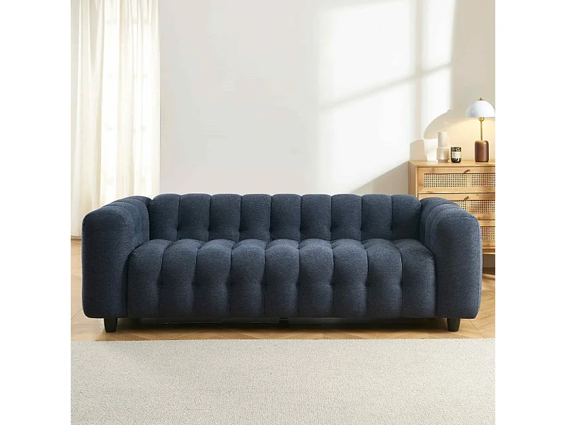 Canapé 3 places en tissu bleu TOBI