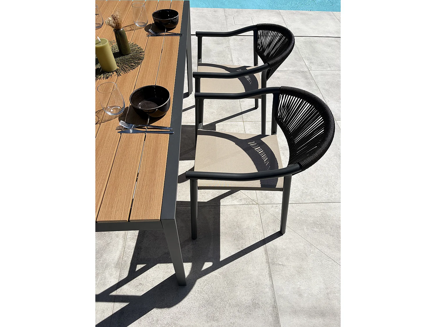 Set da pranzo da giardino in alluminio a 4 posti - Grigio antracite
