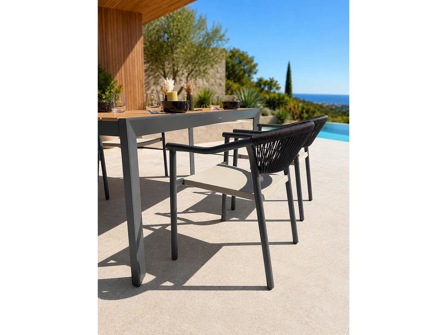 Set da pranzo da giardino in alluminio a 4 posti - Grigio antracite