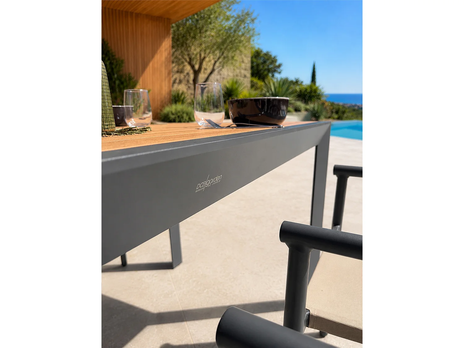 Set da pranzo da giardino in alluminio a 4 posti - Grigio antracite