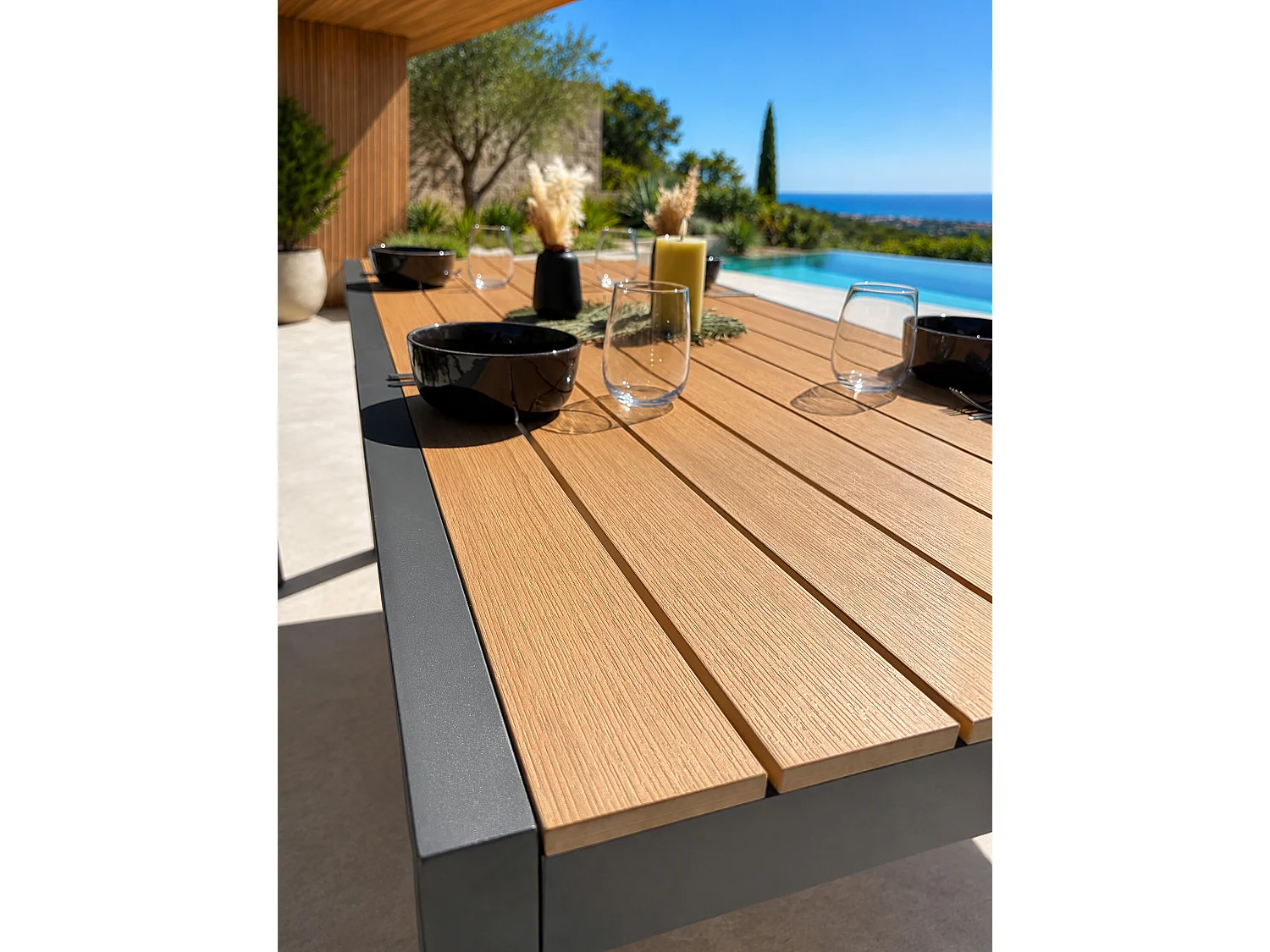 Set da pranzo da giardino in alluminio a 4 posti - Grigio antracite
