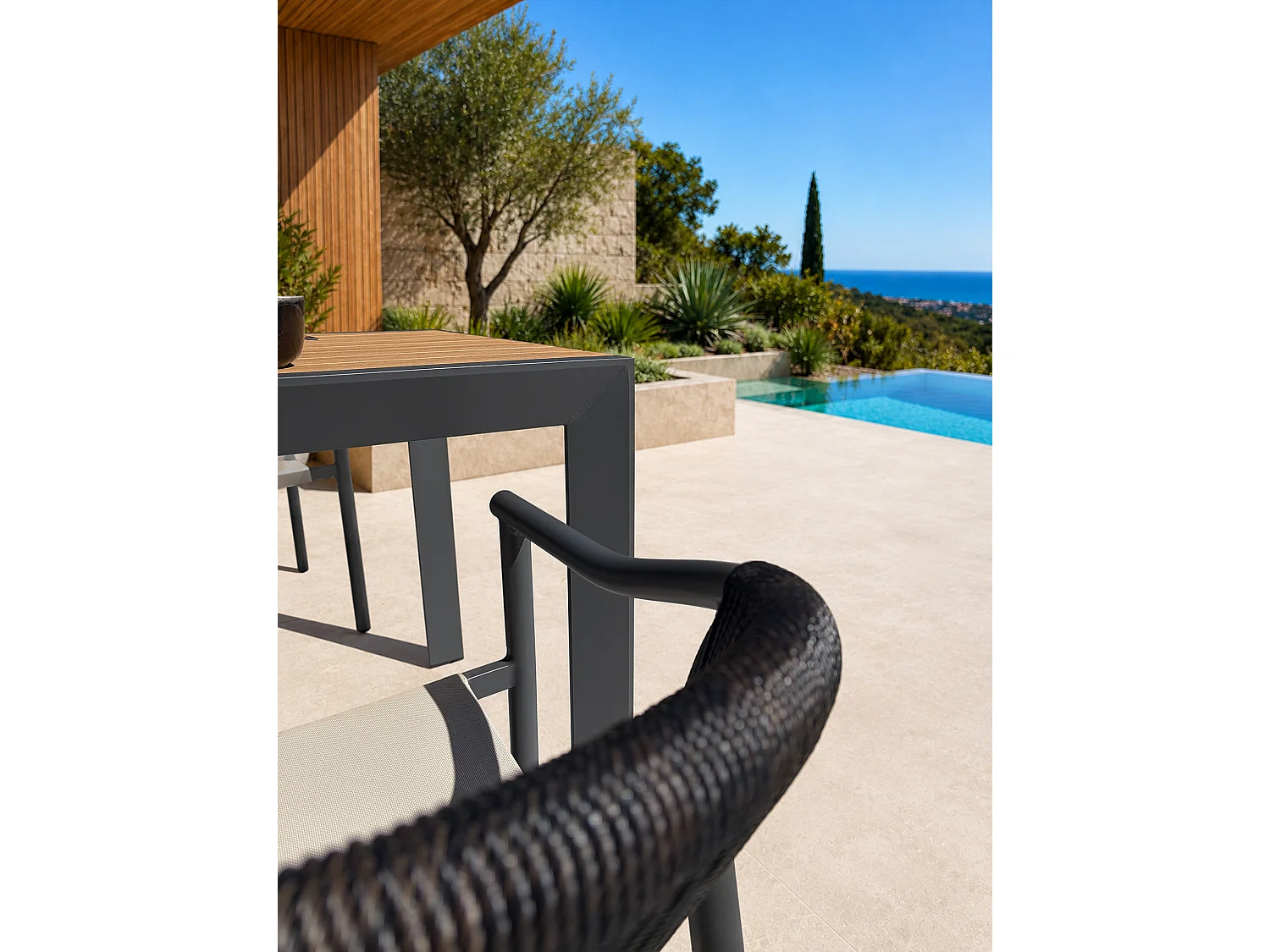 Set da pranzo da giardino in alluminio a 4 posti - Grigio antracite