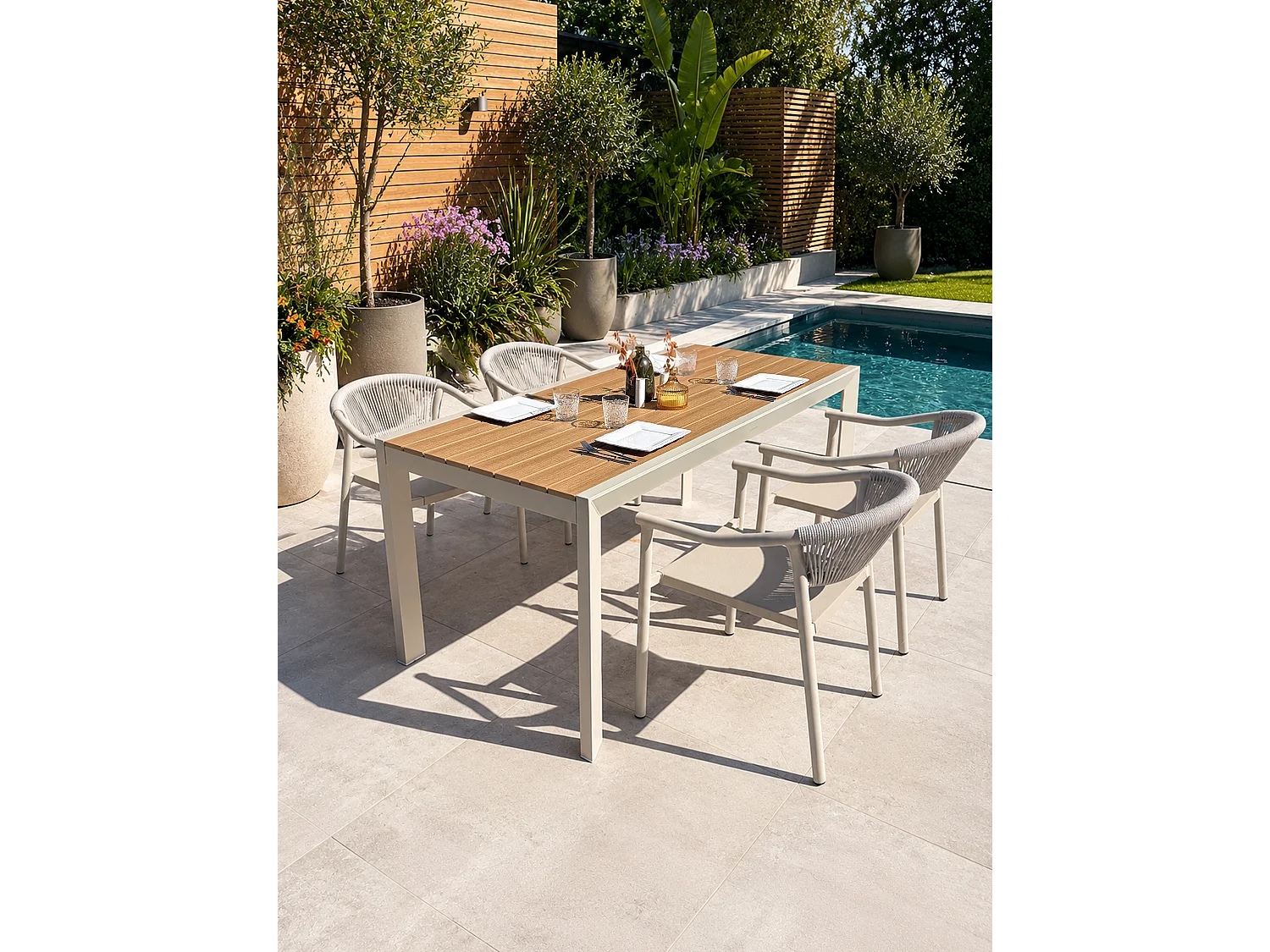 Set da pranzo da giardino in alluminio per 4 persone - Grigio greige