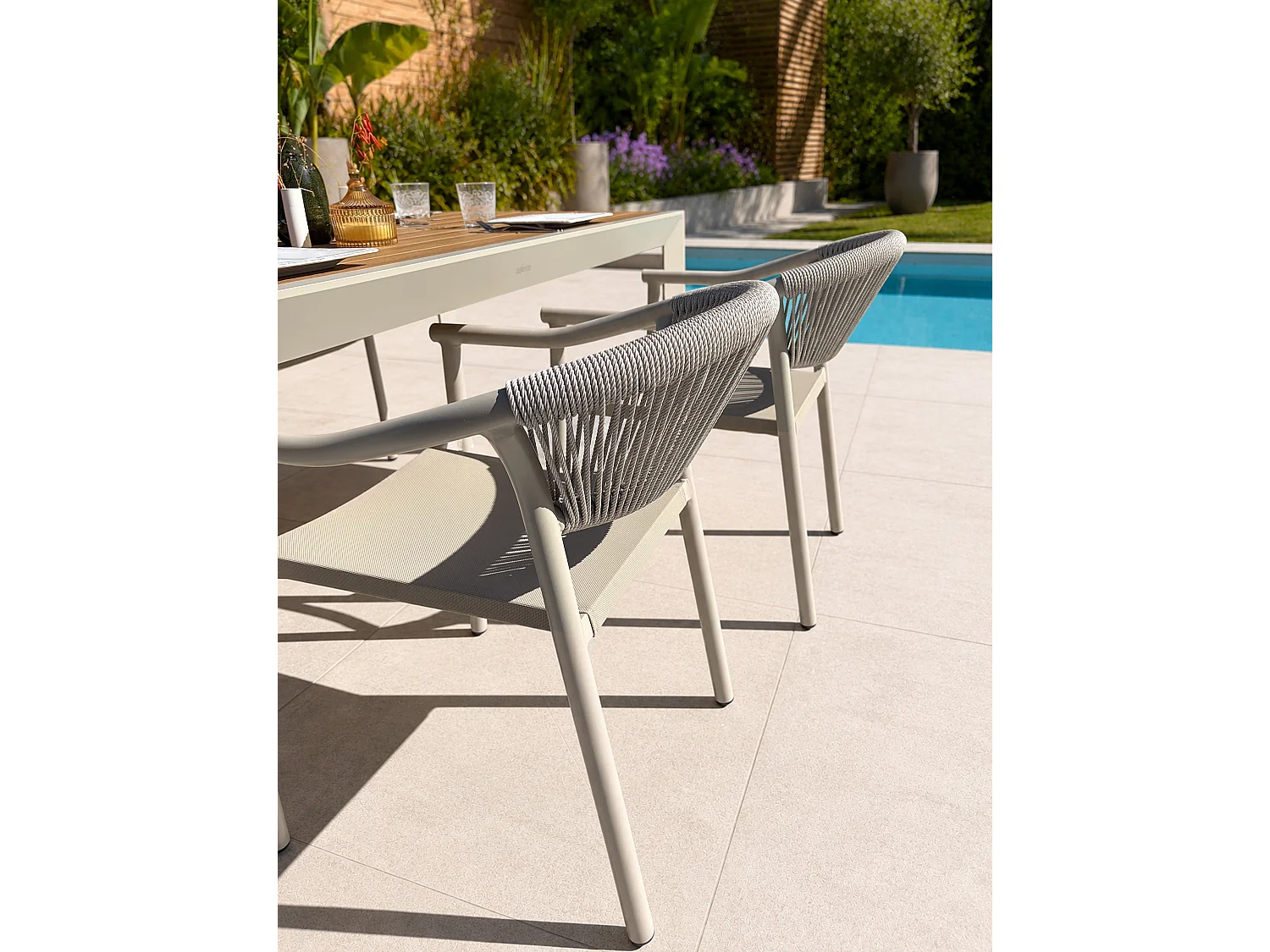 Set da pranzo da giardino in alluminio per 4 persone - Grigio greige