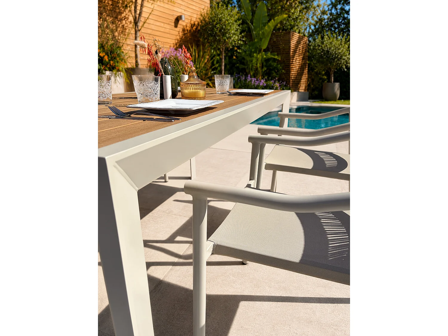 Set da pranzo da giardino in alluminio per 4 persone - Grigio greige